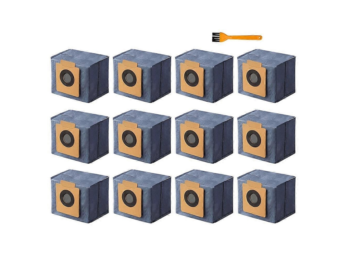 Kit Com 12 Sacos De Pó Para Aspirador Robô Eufy X10 Pro Omni E X8 Pro Com Estação De Esvaziamento Automático, Incluindo 1 Escova Laranja._ozo