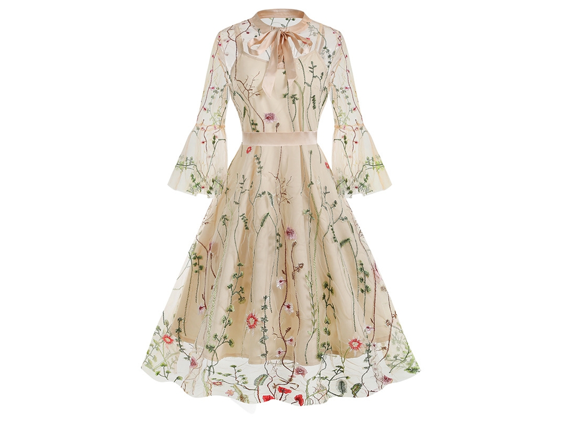 Roupas de Natal Retrô Malha Bordado Patchwork Vestido de Duas Peças S