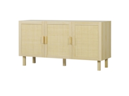 Aparador 3 portas cannage 136x41x70 Cm madeira prateleiras ajustáveis | S/MARCA