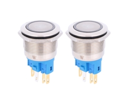 Interruptor De Botão Anel Auto-bloqueio 22mm 6-pino Dc12-24v Ip65 2pcs Branco