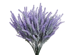 4 Flores Artificiais de Lavanda em Tom Lavanda Puro, com um Toque Romântico de Flocagem. AQUAFORGE