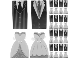 Caixa De Doces Com 100 Unidades Para Festa Casamento, Caixa De Presente Papel Resistente, Design De Vestido E Smoking