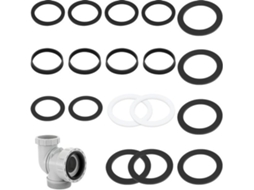 Anel de vedação para ralo de pia, 6 anéis de vedação planos, 6 anéis de vedação planos alternativos, 40 mm, para sifão de 40 mm (preta)