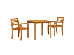 Conjunto 3 Conjunto De Jantar Para Jardim Vidaxl Castanho Madeira De Acácia Maciça (85 X 85 X 75 Cm)