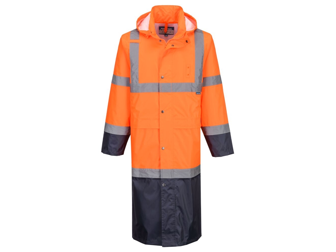 Impermeável De Trabalho Alta Visibilidade 122 Cm | Chuva Naranja/marino / S