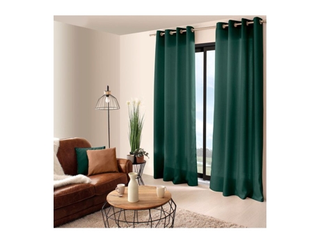 Cortina com Ilhós Chaby 140 X 240 Cm Tecido 100% Poliéster Cor Verde Escuro ENJOY HOME