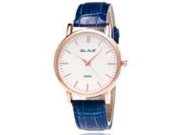 Relógio de Pulso Feminino Zhoulianfa Simples Clássico Quartz Analógico Pulseira Pu Azul