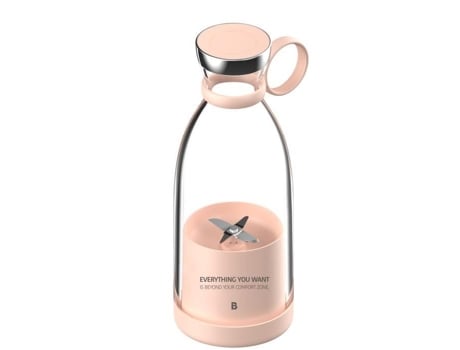 Garrafa liquidificador portátil sem fio Mixie 350 ml para smoothies e milk shakes com carregador de indução sem BPA (rosa) BAR A INNOVATIONS