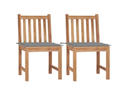 Vidaxl Cadeiras De Jardim C/ Almofadões 2 Pcs Teca Maciça