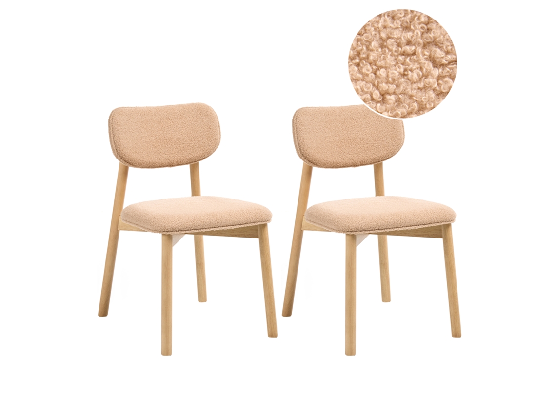 Sillas Con Asiento Y Respaldo De Bouclé Beliani Mills De Bouclé Marrón 50x58x80