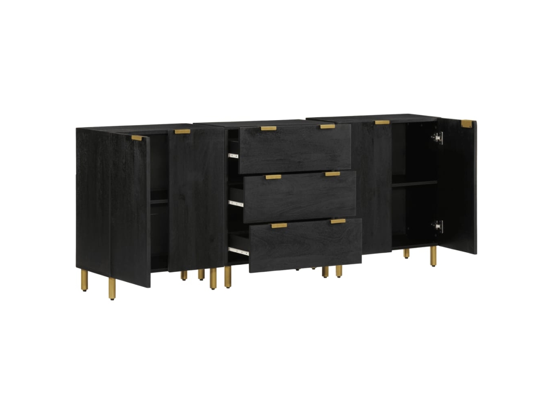 3 Pcs Aparadores Derivados de Madeira Preto MAISON EXCLUSIVE