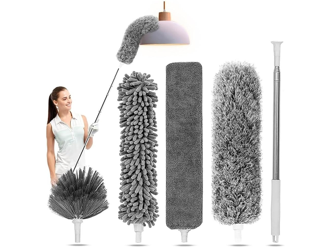 Espanador Com Cabo Extensível Para Limpeza, Espanador Extensível Com Alcance De 100 Polegadas Para Limpeza Ventiladores