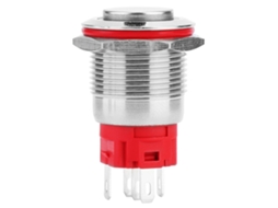 Interruptor De Botão Pressionado Metal Autobloqueante Com Luz 9~30v Dc 19mm 1no 1nc Anel Branco Cabeça Alta