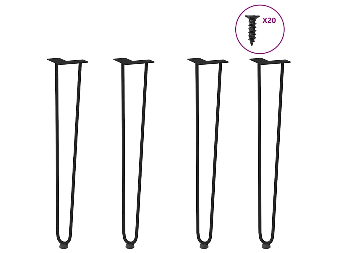 Vidaxl Pernas De Grampo Para Mesas De Console Para Mesa De Console 4 Peças Preto 72 Cm Aço Maciço