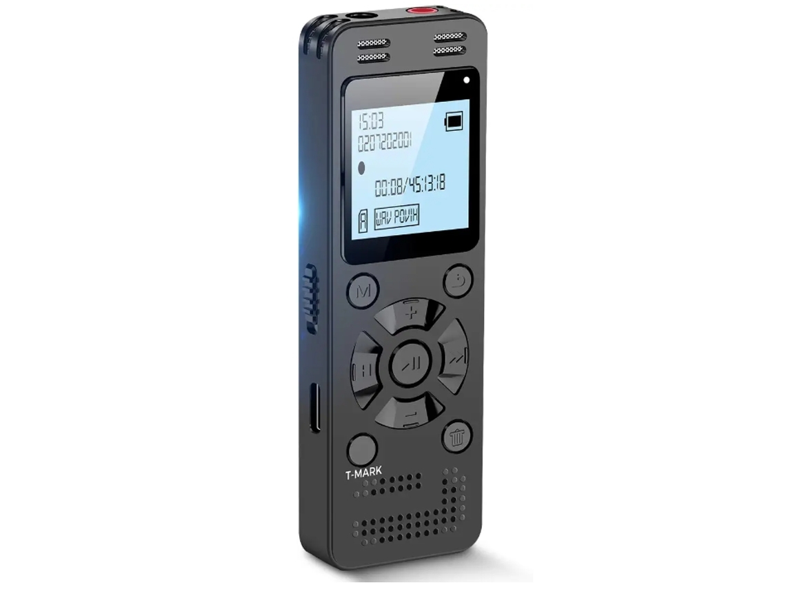 Voz Digital de 64 Gb para Reuniões de Palestras Dispositivo de Gravação Ativado Por Voz Áudio com Reprodução Senha Preto