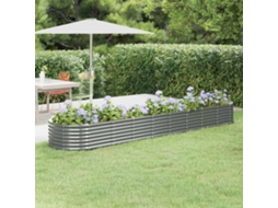 Vidaxl Canteiro Elevado Jardim 368x80x36cm Aço Galvanizado Cinzento