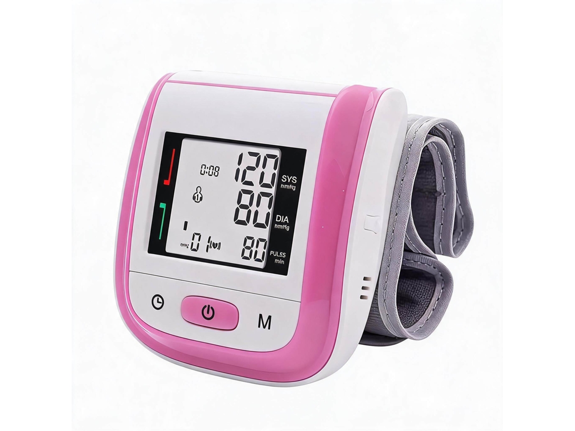 Monitor de Pressão Eletrónico de Pulso, Medição com um Botão Rosa CZHHMART