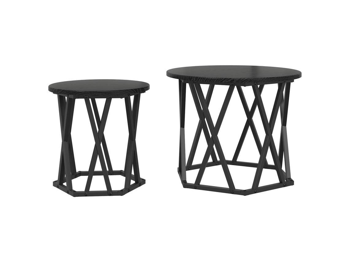 Conjunto 2 Mesa Lateral Moderna Vidaxl Preto Derivados De Madeira (50 X 50 X 40 Cm)