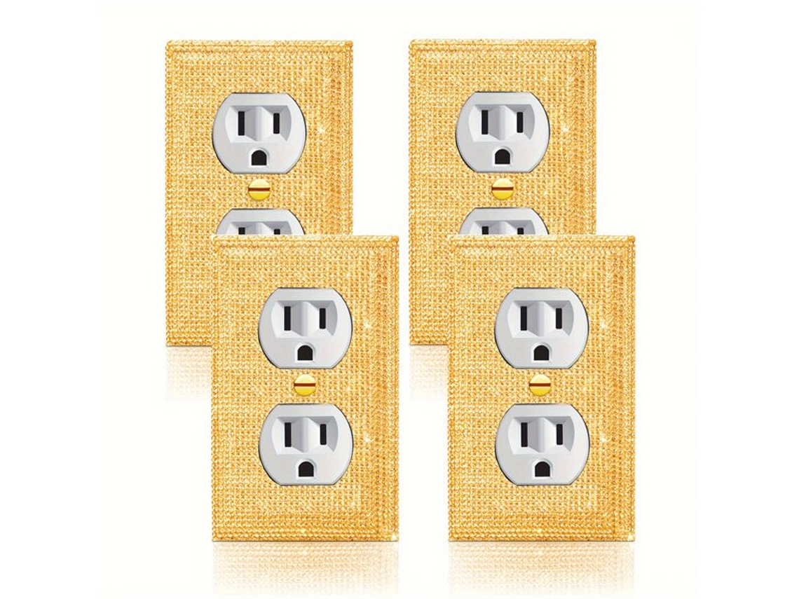 3/4 Peças Capa Para Interruptor De Parede Dourada Brilhante Com Zircôniasvayotoy