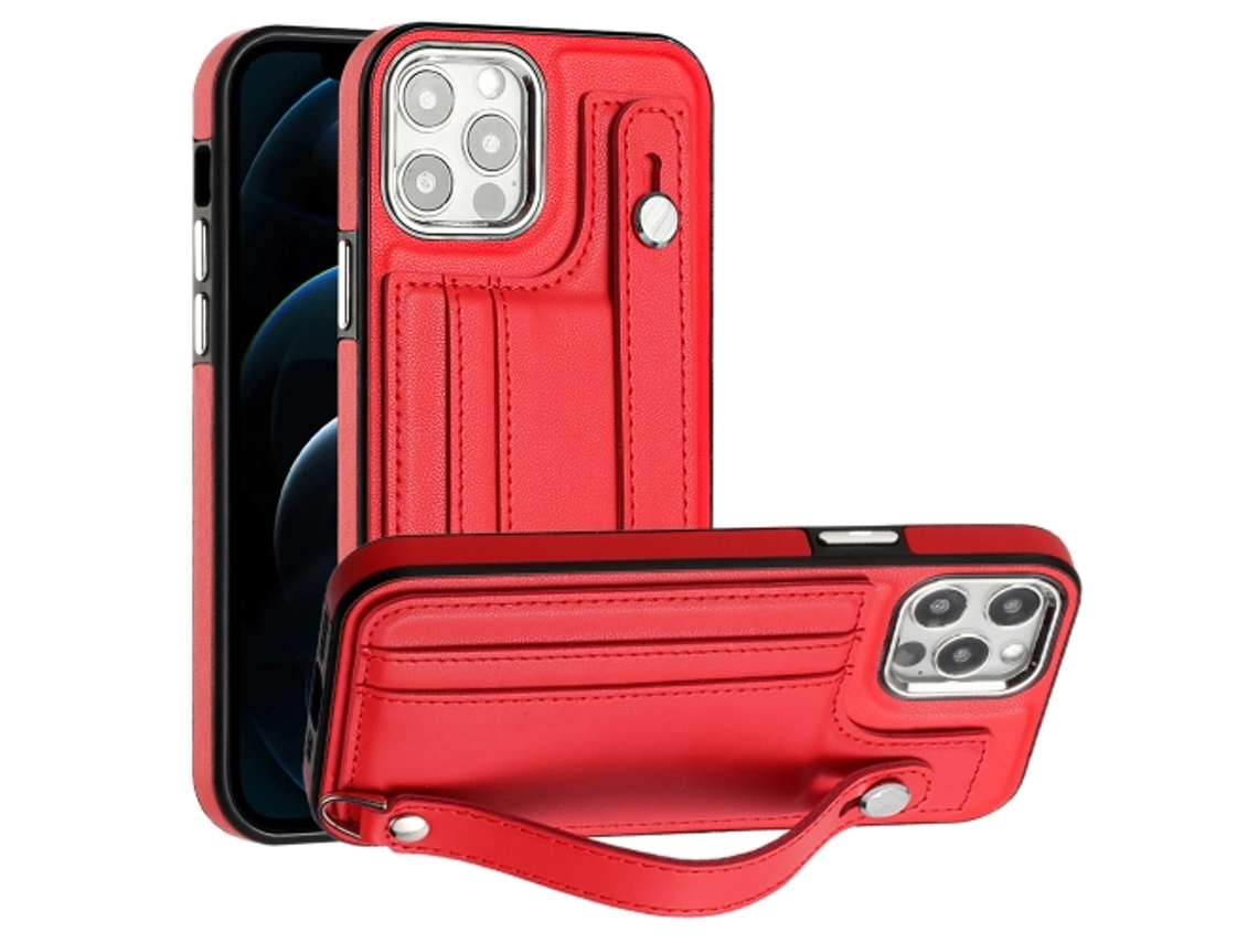 Capa Mobile Phone Cases Shockproof With Wrist para iPhone 12 Pele Castanho