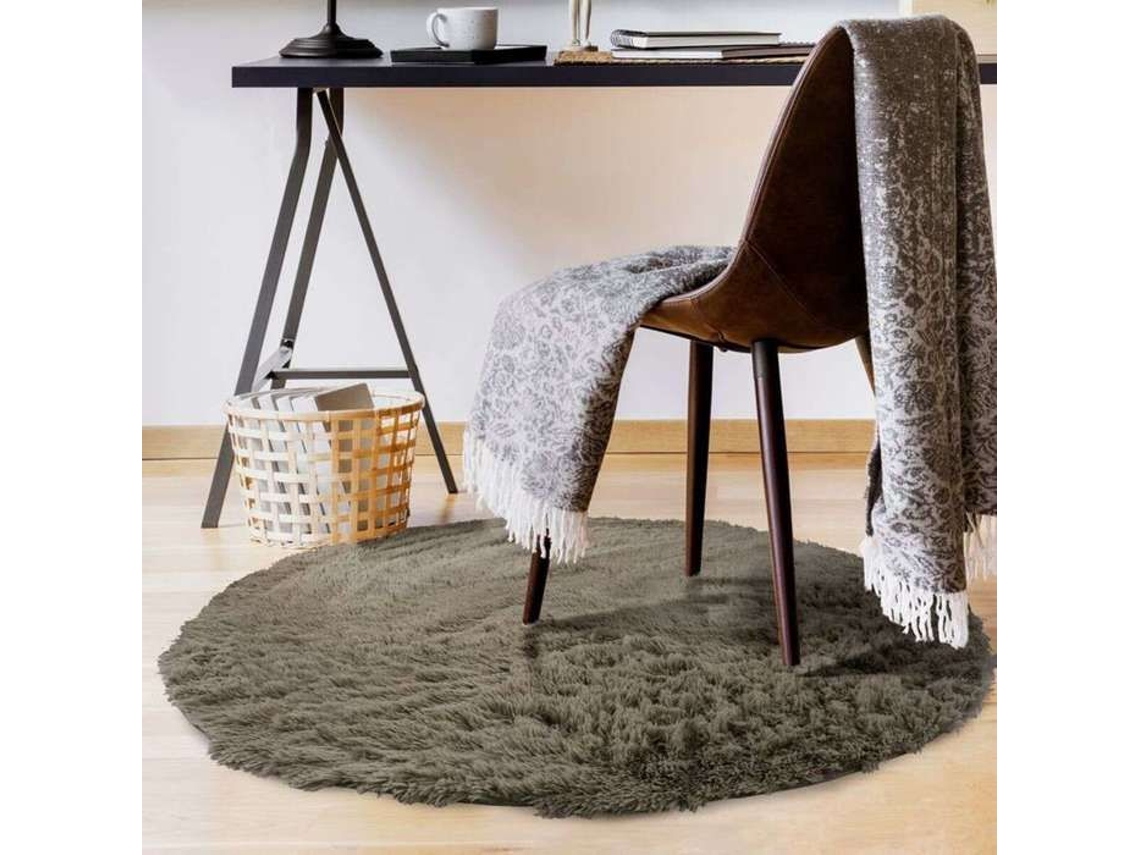 Tapete De Base Fina E Flexível Extra Macio Taupe Diâmetro 90