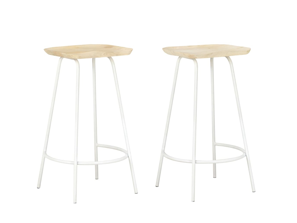 Vidaxl Bancos De Bar 2 Pcs Madeira De Mangueira Maciça