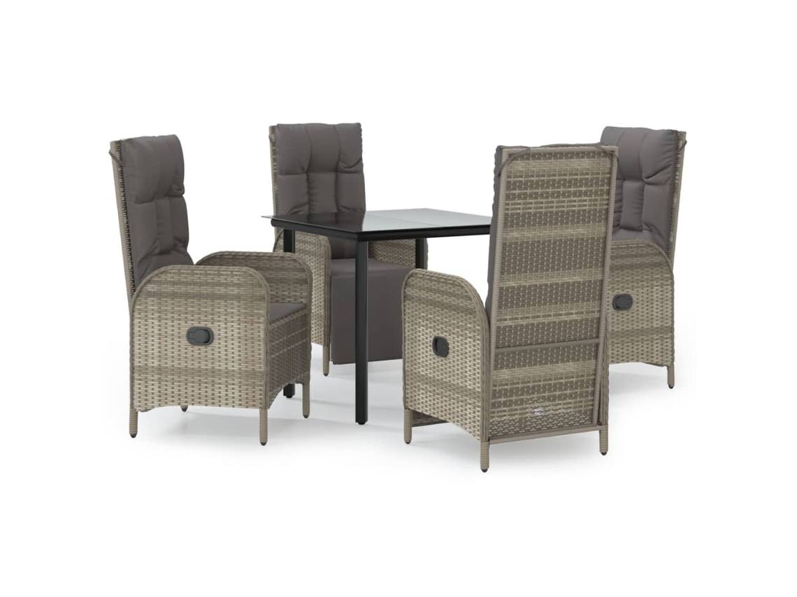 Garden Dining Set, Garden Dining Sets Vidaxl Cinzeto Rattan / Vime (mesa Com 80 Cm De Comprimento)