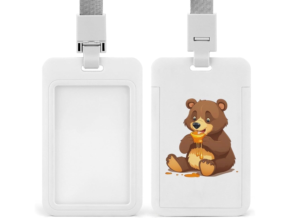 Porta Crachá De Urso Com Estampa Comida, Feito De Plástico Resistente, Cartões De Identificação, Cartões De