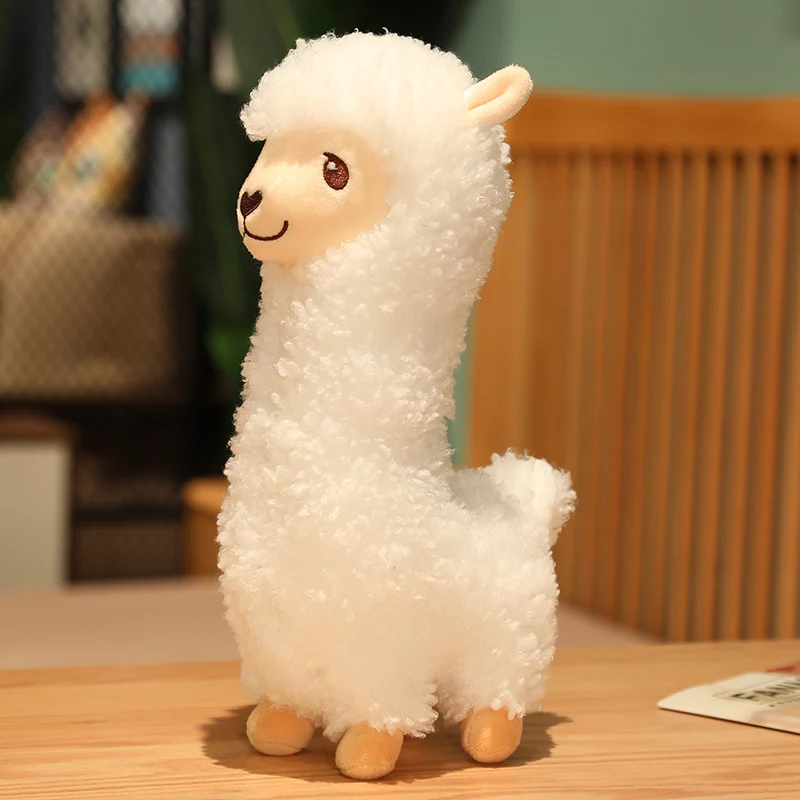 Boneca de Pelúcia de Alpaca, Pelúcia Longa e Macia, Almofada de Alpaca e Ovelha MDUG (alpaca Branca, 33 Cm)