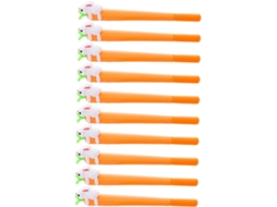 Conjunto De 10 Canetas Esferográficas Com Estampa Cenoura, Em Gel,