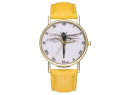 Reloj De Muñeca De Aleación Analógico De Cuarzo Con Dial Redondo Pareja Amarillo