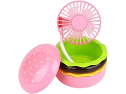 Ventilador Mini EIFSON Formato Hambúrguer com Espelho, 3 Velocidades rosa