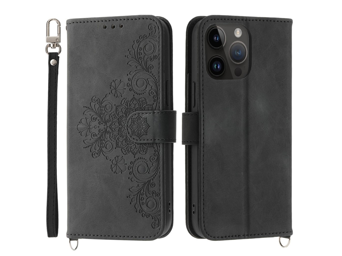 Capa Pega Inch Para Iphone 13 Pro Pele Sintética Preto