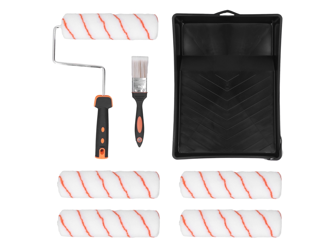 Conjunto de rolo de pintura de 9 polegadas com pincel e bandeja - Ferramentas para pintura de interiores.
