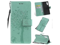 Capa De Couro Pu Com Estampa Horizontal De Árvore E Gato, Suporte, Compartimentos Para Cartões, Carteira E Cordão Para Galaxy Note10.
