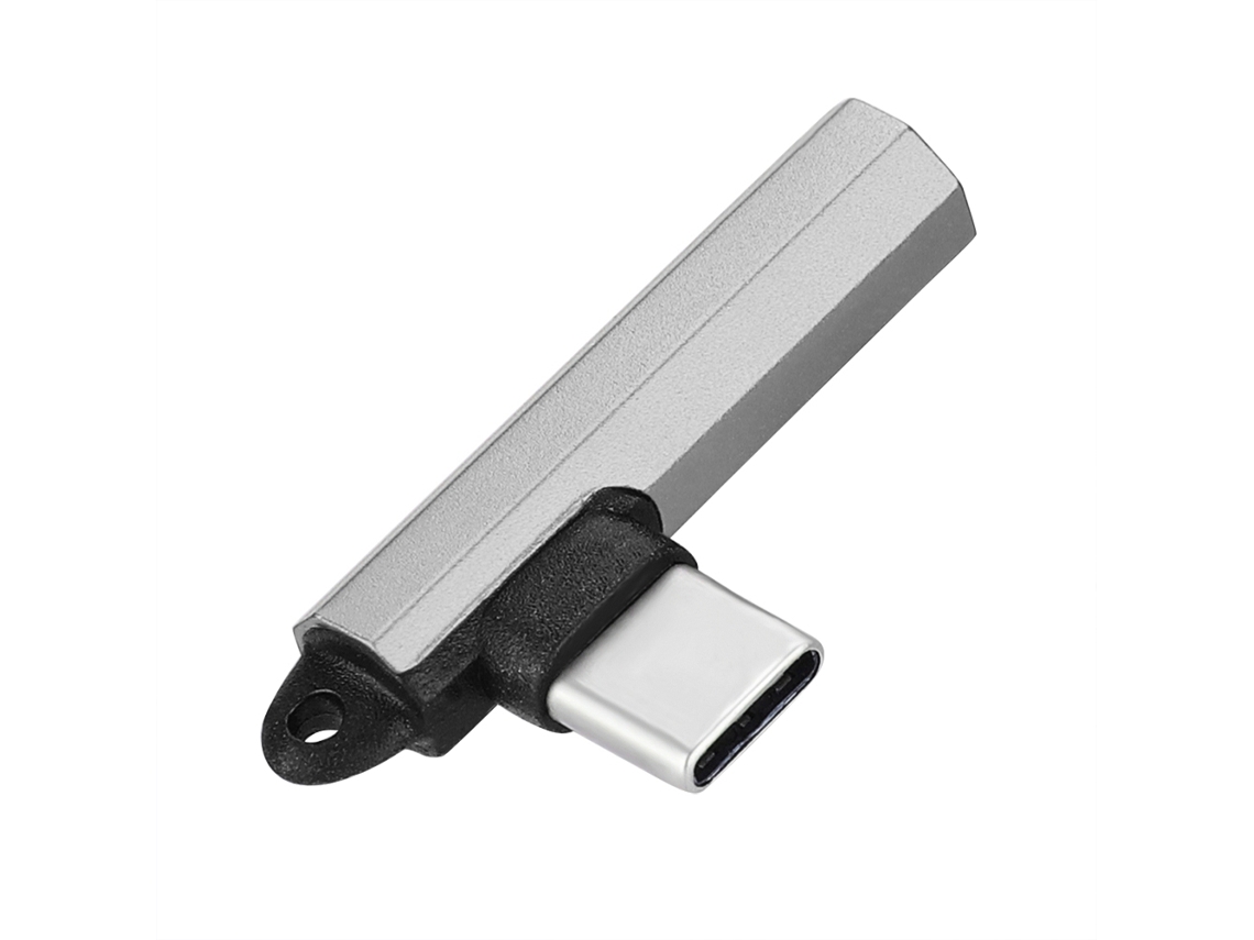 Adaptador Type c para 3.5mm com Cadeia LAXISCREED Prata Alumínio Novo