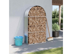 Vidaxl Suporte De Lenha 120x45x210 Cm Aço Galvanizado Prateado