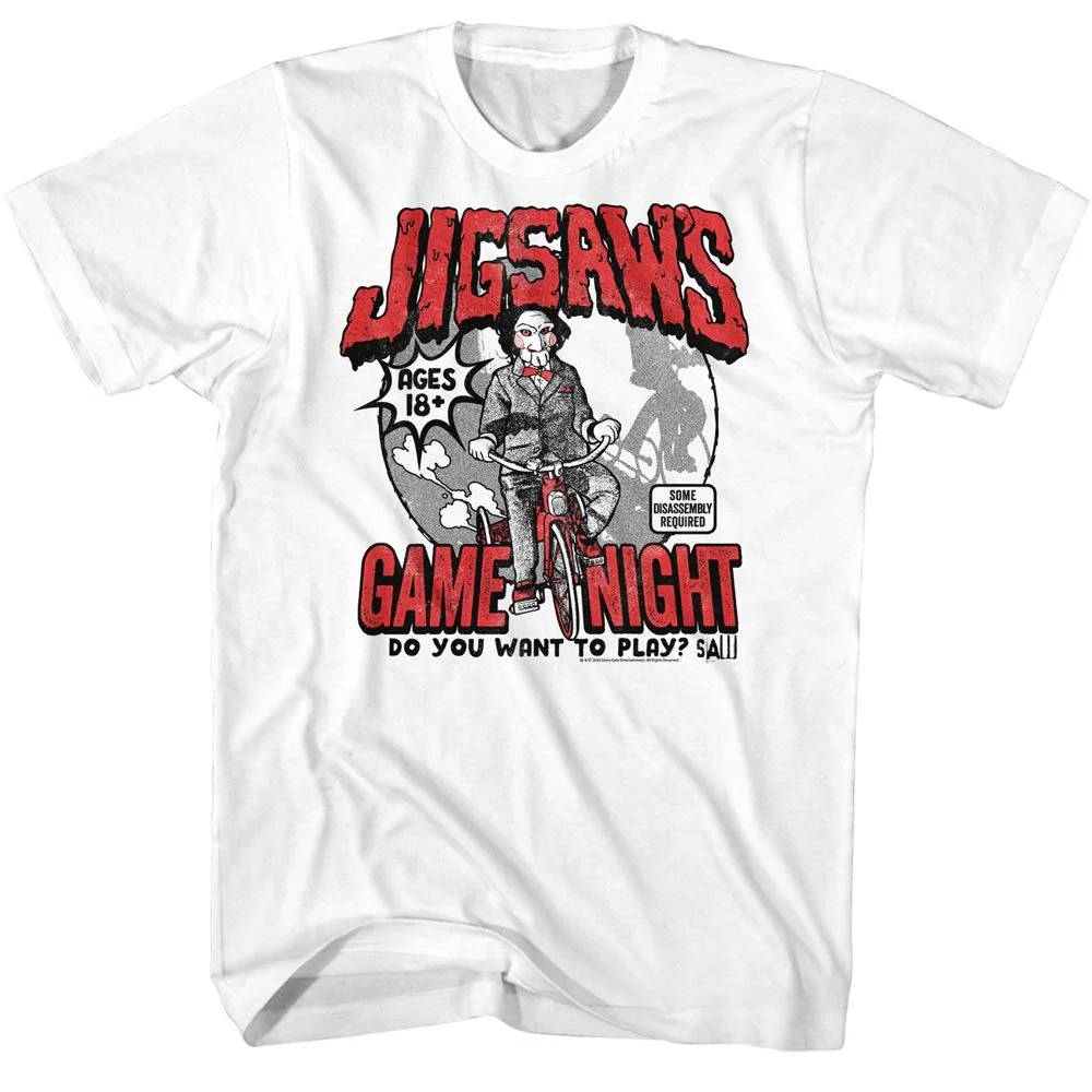 Unisex Adult T-shirt Rockinstone Saw Movie Game Night White Sizexxl