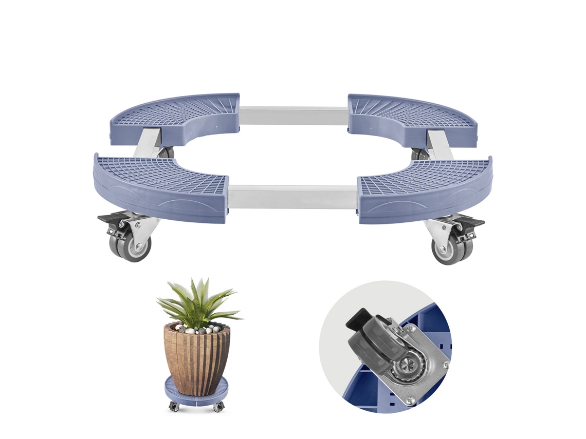 Carrinho Para Balde Do Lixo Succebuy Com 4 Rodas, Ajustável De 380 A 580 Mm, Azul