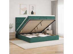 Vidaxl Cama Ottoman Com Colchão Verde-escuro 140 X 190 Cm Veludo