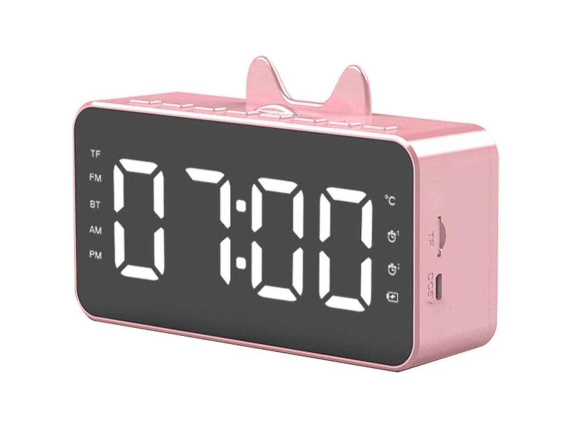 2026-linjou Reloj Despertador Digital Altavoz Bluetooth, Rádio Fm, Duas Alarmes, Tela Grande