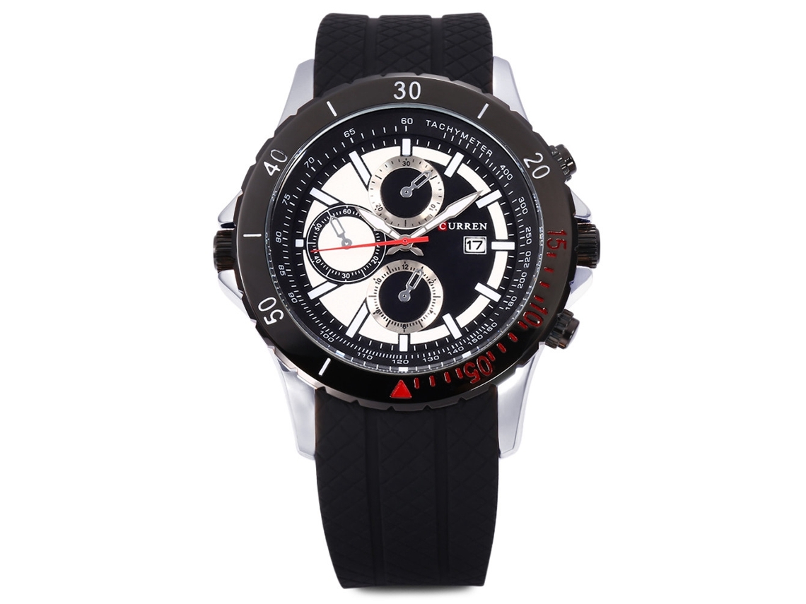 Relógio de pulso analógico masculino moderno com pulseira de silicone à prova d'água.