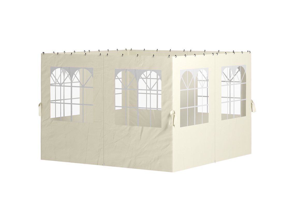 4 Paredes Laterais Para Tenda 3x3 M De Com Ganchos 8 Janelas E Proteção Uv Creme