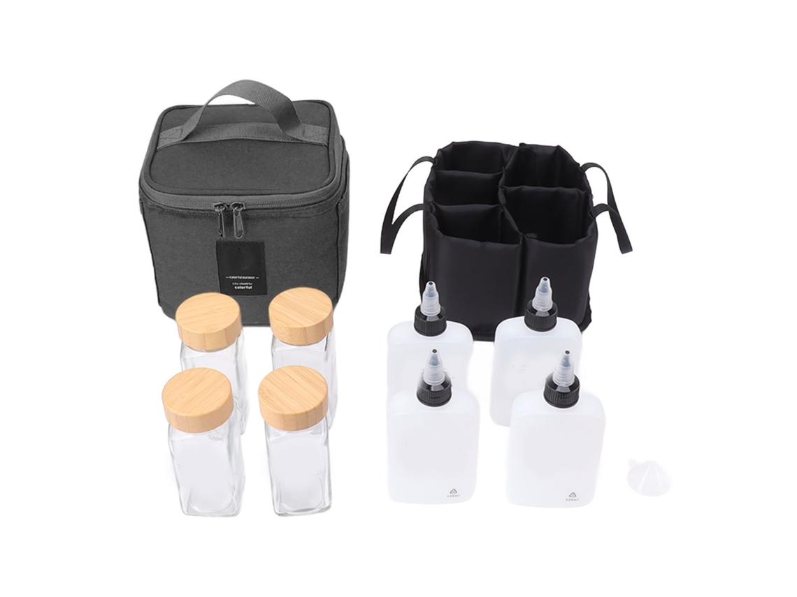 Conjunto Pote E Saco De Tempero 120ml Garrafa Para Temperos E Líquidos