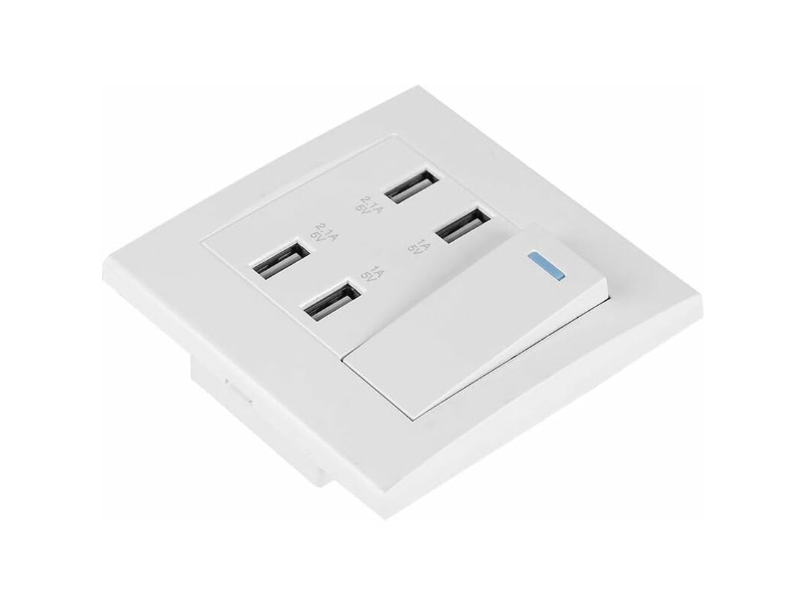 Tomada de Parede Usb, 4 Interruptores, 5v 2.1a /1a, Carregador BRILVIBERA