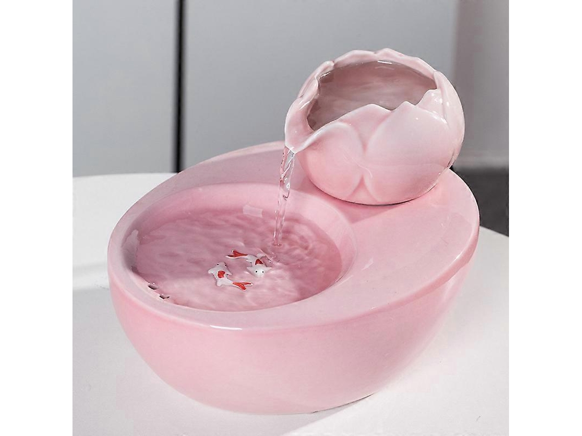Dispensador Automático De Água, Em Cerâmica, Sistema Filtrante, Circulação Contínua, Acabamento Rosa, Para Uso Doméstico E Hidratação Diária