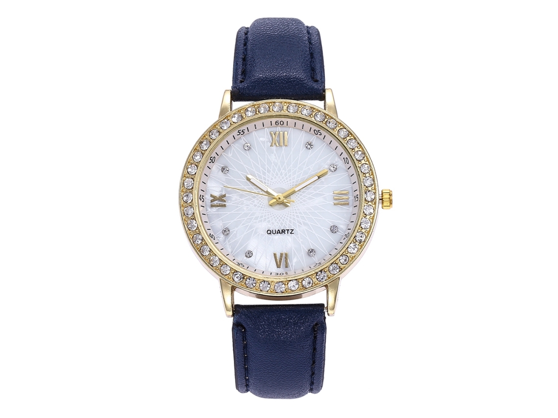 Relógio de Quartzo com Pulseira de Couro Simples e Moderno para Jovens Decoração de Mão (azul Real)