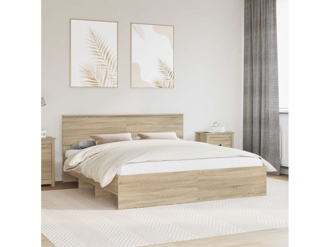 Vidaxl Estrutura Da Cama Com Cabeceira Carvalho Sonoma 200 X 200 Cm