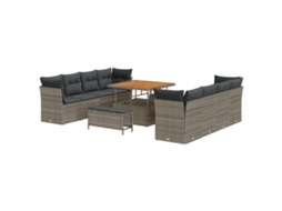 Conjunto 11 Conjunto De Sofá De Jardim Vidaxl Cinzento Vime Pe (100 X 100 X 71 Cm)