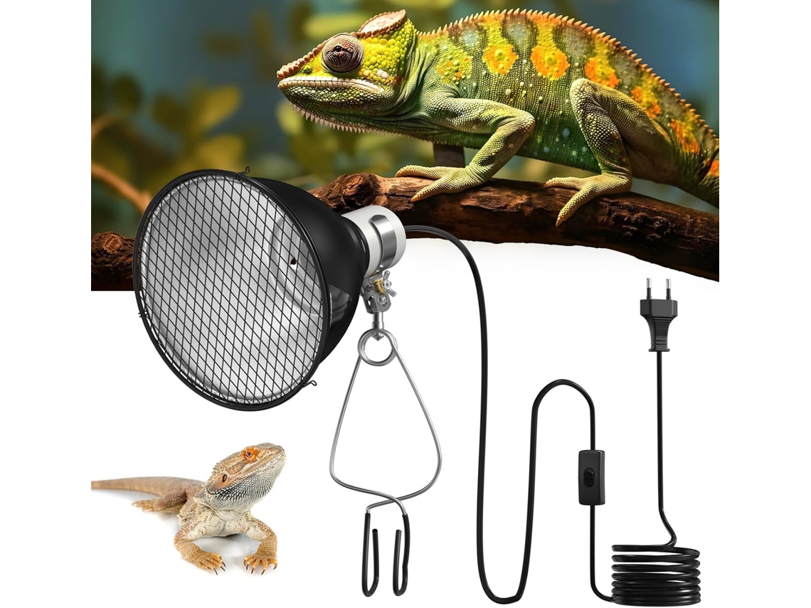 Lâmpada de aquecimento em forma de cúpula com refletor, soquete E27 de 5,5 polegadas, 160 W, para terrário, compatível com lâmpadas UVA.
